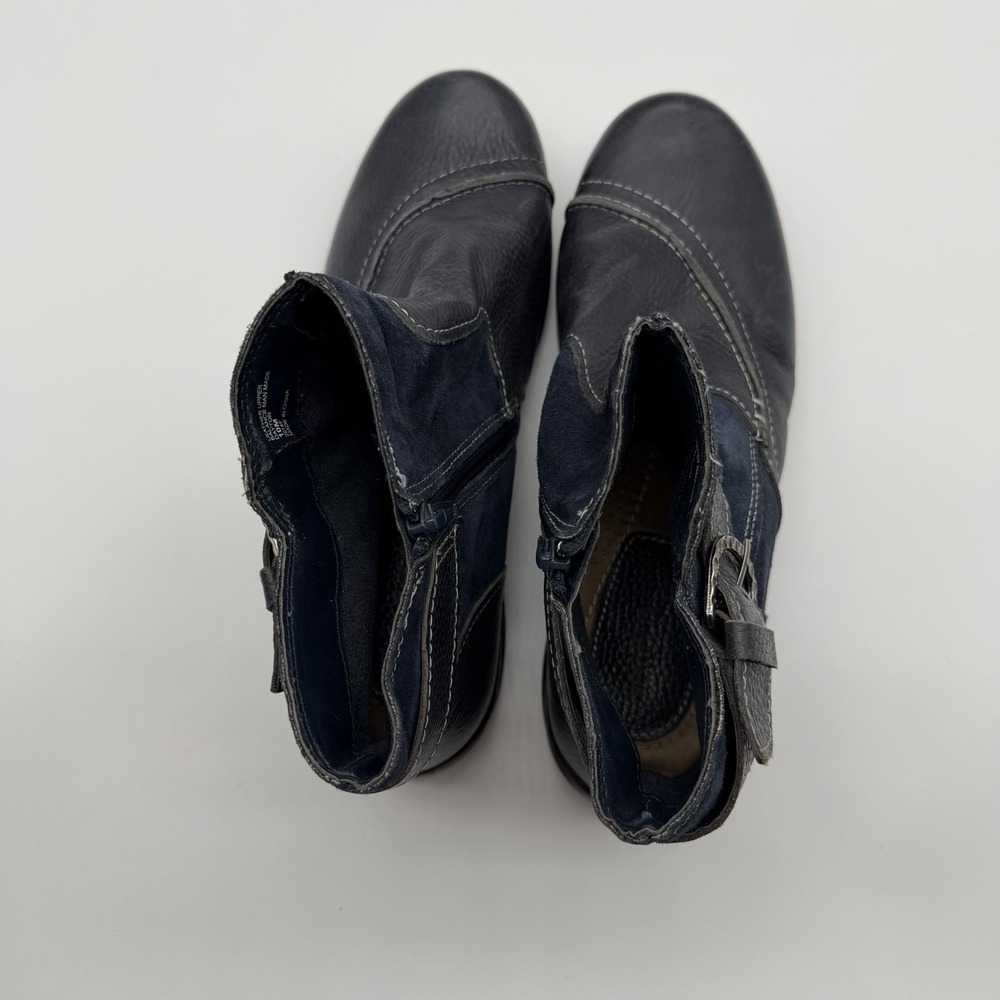 Earth Origins Women's Dayton Ankle Boot Navy Suede Black Leather Size 10 - Picture 8 of 10